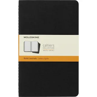 Moleskine Cahier Notizhefte (liniert, Large, Kartoneinband) 3-er-Set schwarz