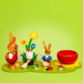 SIKORA OD13 Osterdeko Bunte Eierbecher aus Holz | Handbemalte Ostergarten Deko Figuren mit Blumen | Hochwertige Tischdeko & Eierhalter für Ostern, Farbe | Modell:Eierbecher Osterei Färberei