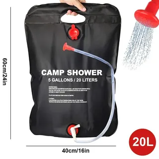 Solar Camping Duschsack - 20L Outdoor Dusche - solarbeheizte Campingdusche - tragbare Reisedusche für Camping und Strand - Kunststoff