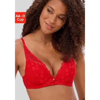 Push-up-BH NUANCE, Damen, Gr. 75, Cup AA, rot, Spitze, Obermaterial: 68% Polyamid, 21% Polyester, 11% Elasthan, BHs Push-up-BH, mit Bügel aus zarter, elastischer Spitze, verführerische Dessous