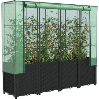 vidaXL Hochbeet mit Gewächshausabdeckung 160 x 40 x 153 cm Schwarz