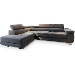 masseno Ecksofa Selva L-S mit Schlaffunktion L-Form, Sofa mit Bettkasten, Wohnzimmersofa, Couch, Soffa, Bettsofa, Couchgarnitur- Grau, MONOLITH 85 - Grau