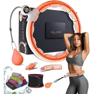 K-MART Smart Weighted Hula Ring Hoops, Hula Circle Abnehmbarer Fitnessring mit 360 Grad Auto-Spinning Ball Massage, Gymnastik, Erwachsene Fitness für Gewichtsverlust (Orange)