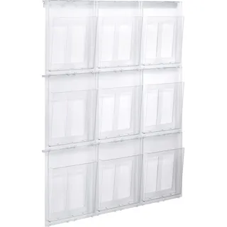 Helit H6812102 - Prospekthalter Wandset Placativ, 9 Taschen, DIN A4, hoch, glasklar