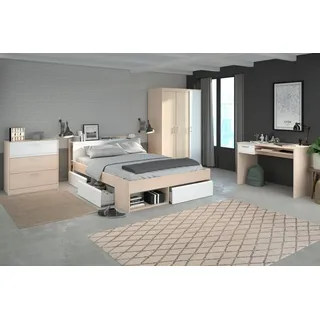 Parisot Jugendzimmer-Set "Most", weiß akazie, weiß), B/H: 160cm x 200cm, Schlafzimmermöbel-Sets, Jugendzimmer-Set