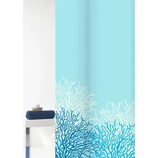 Grund Duschvorhang , Weiß , Kunststoff , Koralle , 180x200 cm , Oeko-Tex® Standard 100, Made in Europe , Heimtextilien, Badtextilien, Duschvorhänge