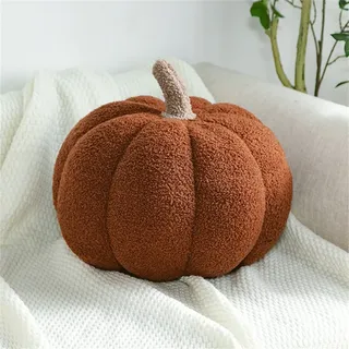 EXQUILEG 3D Plüsch Kürbis Dekokissen Kopfkissen Kissen Geburstagsgeschenke Sitzkissen Zierkissen für Kinderzimmer Sofa Dekoration (Braun,30cm)