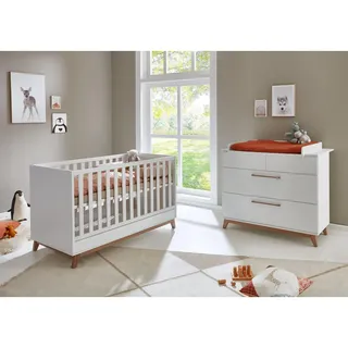 arthur berndt Babyzimmer SET Lina 2-tlg. Soft-Close , Weiß, Walnussfarben , Holzwerkstoff, Holz , 4 Schubladen , 1x1x1 cm , Blauer Engel, Hergestellt in Deutschland , Babymöbel & Kindermöbel, Babyzimmer