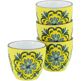 CreaTable, 21891, Serie Aladin, 4-teiliges Geschirrset für 4 Personen, Espresso Set aus Steinzeug, spülmaschinen- und mikrowellengeeignet, Qualitätsproduktion