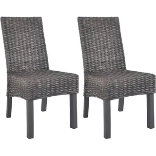 vidaXL Esszimmerstuhl Kubu-Rattan/Braun 2 Stk.