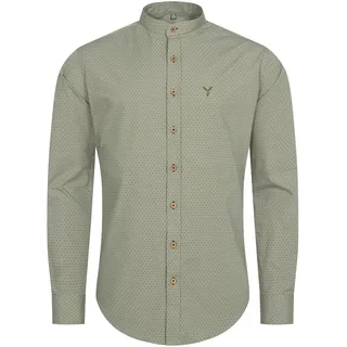 Trachtenhemd NÜBLER "Trachtenhemd langarm Phil", Herren, Gr. M, EURO, grün (oliv), Obermaterial: 65% Baumwolle CO. 35% Polyester PES., Hemden Trachtenhemd