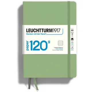 Leuchtturm1917 363538 Notizbuch 120g/m2 Paper Edition, Hardcover, Medium (A5), Salbei, liniert