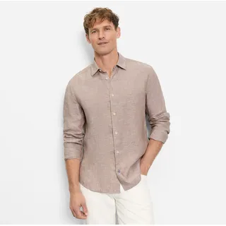 Leinenhemd OLYMP, Herren, Gr. XL, N-Gr, beige (braun), Leinenmischung, Obermaterial: 100% Leinen, meliert, unifarben, regular fit normal, 1-Knopf-Manschette mit Schlitz, Hemden Leinenhemd, Kentkragen, casual