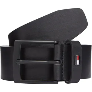 Ledergürtel TOMMY HILFIGER "ADAN 3.5 cm breit EXT", Herren, Gr. 80, schwarz, Rindsleder, unifarben, Gürtel Ledergürtel, Metalllogopatch, Einfachdornschnalle
