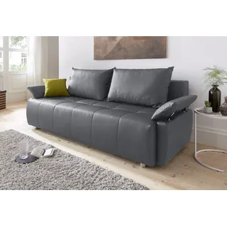 Schlafsofa COLLECTION AB "3-Sitzer, Funtastic", grau (anthrazit), B:212cm H:84cm T:96cm, Zierkissen: 100% Polyester;Struktur (100% Polyester);Kunstleder SOFTLUX;Microfaser PRIMABELLE (100% Polyester), Sofas, Schlafsofa, inkl. Bettfunktion, Bettkasten, Federkern, Frei im Raum stellbar