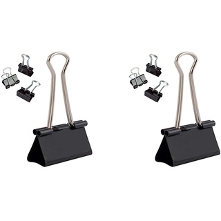 D.RECT Metal Foldbackklammern | Verpackung 12 Stück, 41mm | Schwarz | Vielzweckklammern, Metall Binder Clips für: Notizen, Briefpapier | Büroklammern (Packung mit 2)