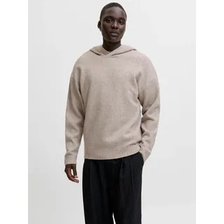 Kapuzenpullover JACK & JONES "JJESOHO OLLIE KNIT HOOD LN", Herren, Gr. M, atmosphere, Strick, Obermaterial: 51% Polyester, 41% Polyacryl, 5% Wolle, 3% Elasthan, unifarben, relaxed fit hüftlang, ohne Ausschnitt, Rippbündchen, Pullover Kapuzenpullover