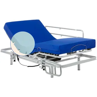 Geriafy - Elektrisch Verstellbarer Lattenrost verstärkt mit wasserdichter HR-Sanitärmatratze (90x200 + Bettgitter klappbar)