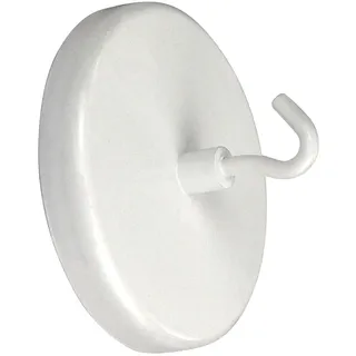 Magnethaken weiß lackiert, bis 24 kg, Durchmesser 63 mm, Hakenmagnet, Rundmagnet