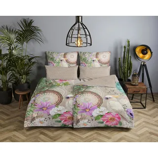 Muller Textil Wendebettwäsche Blumen Mehrfarbig 135 x 200 cm + 80 x 80 cm