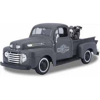 MAISTO 32185 - Ford F1 Pick-Up '48 & Harley WLA Flathead '42 schwarz 1:24