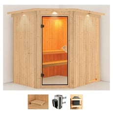 Bild Sauna »Laila«, (Set), 3,6-kW-Plug & Play Ofen mit integrierter Steuerung beige