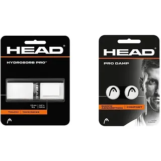 HEAD Unisex HydrosorbTM Pro Griffband, Weiß, Einheitsgröße EU & Schlägerzubehör Pro Damp 2er Tennissaite, White, 1size