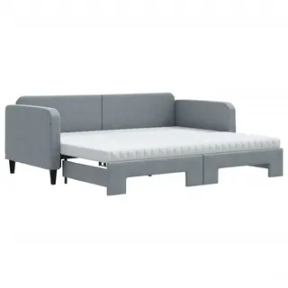 vidaXL Tagesbett Ausziehbar mit Matratze Hellgrau 90x200 cm Stoff - Grau