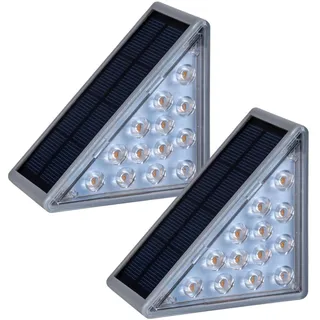 NÄVE Solarleuchte Kunststoff 5,2 cm x 11 cm x 6,2 cm 2er-Set grau