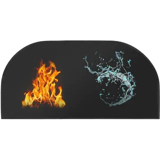 Nizirioo Funkenschutzplatte für Kaminofen: 50 x 102CM Feuerfeste Unterlagem, Halbrund Feuerfeste Bodenschutzmatte für Kamine, Funkenschutzplatte Herdbereich für Kamine im Herd, Heizungen