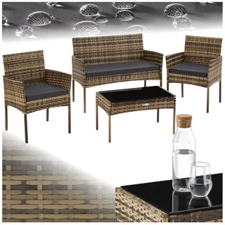 Tectake Rattan Gartenset Palese 4-tlg. Beige