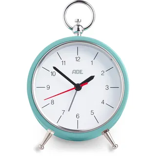 ADE Retro-Wecker CK2008 Mint, analoge Vintage Tischuhr, 3 Lautstärkestufen, Metallgehäuse, altmodisch, mit Snooze-Funktion und Beleuchtung, 10.8 cm