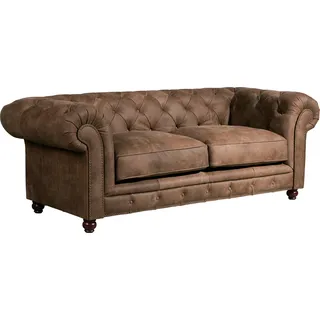 Max Winzer Max Winzer® Chesterfield-Sofa »Old England«, 2,5-Sitzer Ledersofa mit Knopfheftung & Ziernägeln, Breite 218 cm, braun