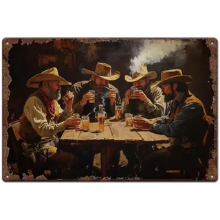 SUPERDANT Blechschild Western Cowboys Blechschilder Retro Für Cowboy Party Blechschilder Vintage Schild Lustiges Metallschilder Für Bar Männerhöhle Clubparty Metalldekor 30x20cm