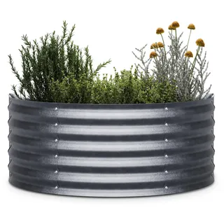 Blumfeldt High Grow Half Circle Hochbeet - Ergonomisches 200-l-Hochbeet aus Galvalume-Stahl, Rost- und Frostsicher, 43 cm Höhe für Gemüse und Kräuter, Einfacher Aufbau, Silber - Silber