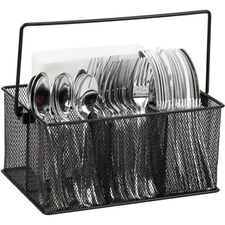 Mind Reader Utensilienhalter, Besteck-Organizer, Besteckhalter, Küche, Metallgitter, 25,4 cm L x 17,8 cm B x 12,9 cm H, Schwarz