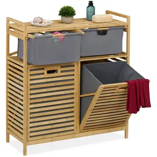 Relaxdays Wäschekorb , Holz, Textil , 88x95x33 cm , Haushalt & Kleinelektro, Wäschepflege, Wäschekörbe & Wäschetonnen