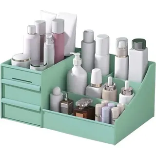 UNIQ Kosmetik Organizer P110 mit 2 Schubladen, Make-up Aufbewahrung, Mintgrün - Grün