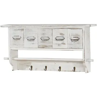 MCW Garderobe Weiß , Holz , Paulownia , 65x32x13 cm , Garderobe, Garderobenhaken, Hakenleisten