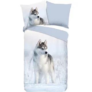 Good Morning Wendebettwäsche Sachar, Blau, Hellblau, Textil, Winterlandschaft, 155x220 cm + blau