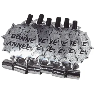 Widmann 7927X - Partytröten Bonne Année, 6 Stück, Länge 25 cm, Partytröten mit französischem Text und Sternen, Frohes neues Jahr, Silvester, Neujahr, Jahreswechsel