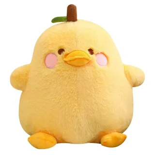 Plüschtier Ente Kuscheltier Birne Stofftier Kawaii Kissen Spielzeug Wurfkissen Gelb 40cm