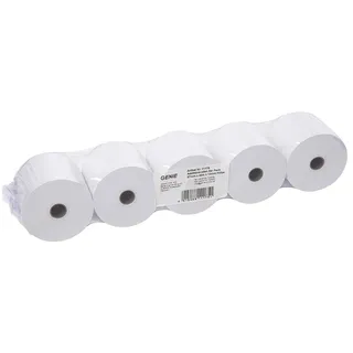 GENIE Additionsrollen Ersatz-Papierrollen geeignet für Kassen und druckende Tischrechner 40 lfm 100 prozent Holzfrei 57 x 12 mm, weiß, 5 Stück