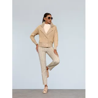 Cardigan CREATION L, Damen, Gr. 50, beige (beige, meliert), 53% Polyamid, 30% Viskose, 17% Polyester, unifarben, Strickjacken Cardigan