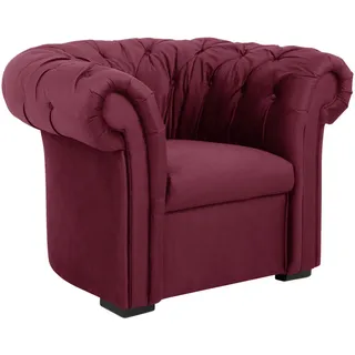 Mid.you Chesterfield-Sessel , Rot , Textil , Buche , vollmassiv , 114x78x91 cm , Made in Eu , Wohnzimmer, Sessel, Chesterfield-Sessel