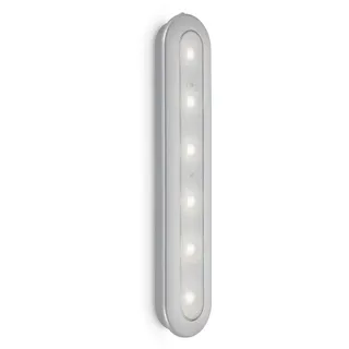 Briloner LED Schrankleuchte Silber 30,5cm 1,5W 133lm Tageslicht 6500K 6 x AA, Batterie Push-Schalter - Silber