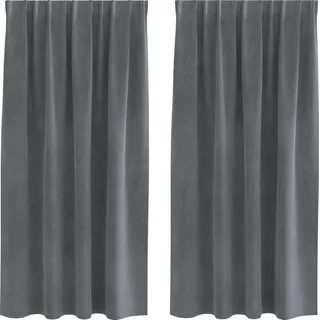 vidaXL Verdunkelungsvorhänge 2 pcs Hellgrau 140 x 175 cm Samt - Hellgrau