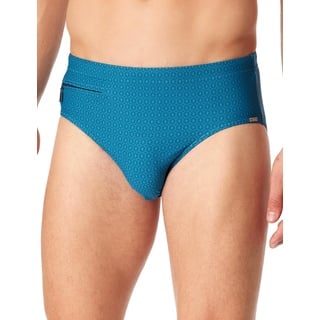 Schiesser Herren Slip Komfort mit Reißverschlusstasche-schnelltrocknend Badehose, Petrol_181078, XL