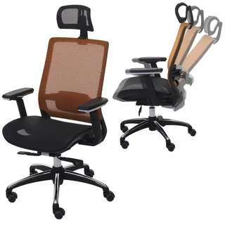 MCW Bürostuhl Schwarz, Orange , Textil , 63x124x68 cm , Büromöbel, Bürostühle, Drehstühle