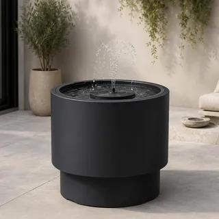 Solarbrunnen Set für draußen - Solar Springbrunnen mit Akku Ø 47x44 cm Schale anthrazit